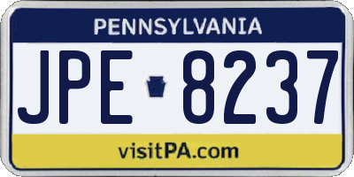 PA license plate JPE8237