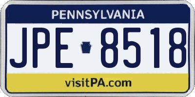 PA license plate JPE8518