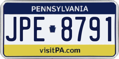 PA license plate JPE8791