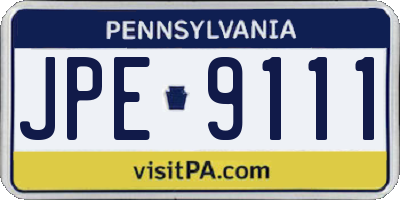 PA license plate JPE9111