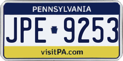 PA license plate JPE9253
