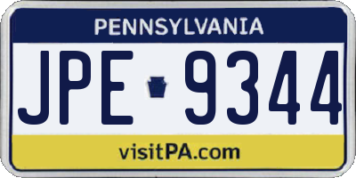 PA license plate JPE9344