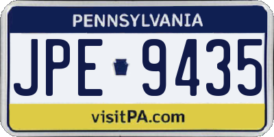 PA license plate JPE9435