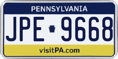 PA license plate JPE9668