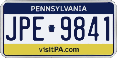 PA license plate JPE9841
