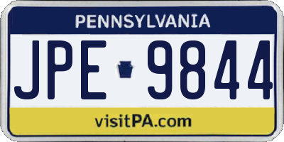 PA license plate JPE9844