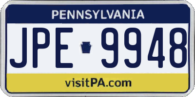 PA license plate JPE9948