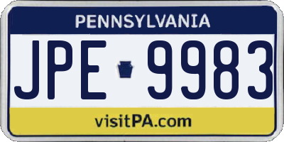PA license plate JPE9983