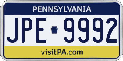 PA license plate JPE9992