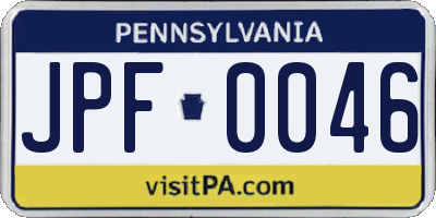 PA license plate JPF0046