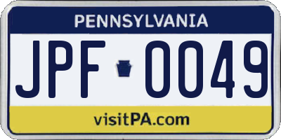 PA license plate JPF0049