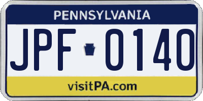 PA license plate JPF0140