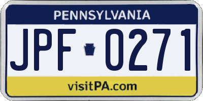 PA license plate JPF0271
