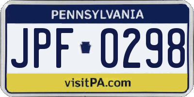 PA license plate JPF0298