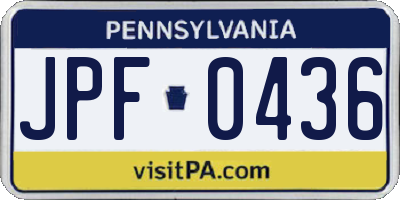 PA license plate JPF0436