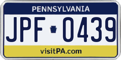 PA license plate JPF0439