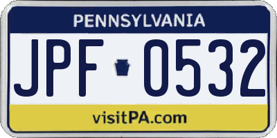 PA license plate JPF0532
