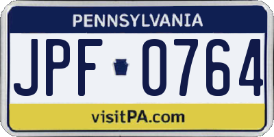 PA license plate JPF0764