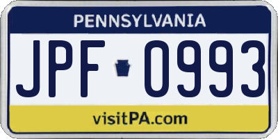 PA license plate JPF0993