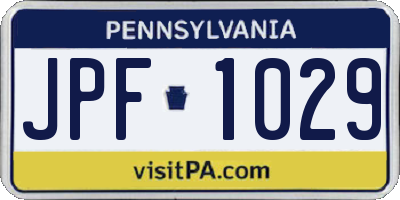 PA license plate JPF1029