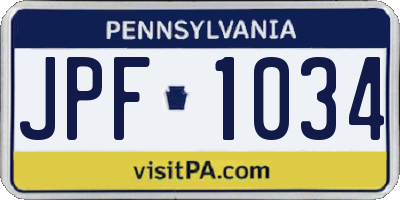 PA license plate JPF1034