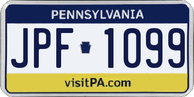 PA license plate JPF1099