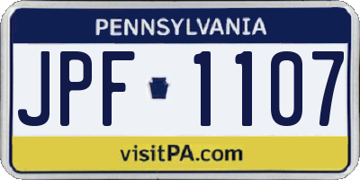 PA license plate JPF1107