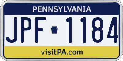 PA license plate JPF1184