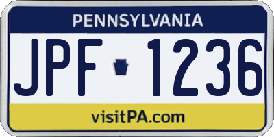 PA license plate JPF1236