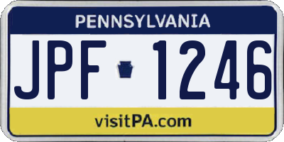 PA license plate JPF1246