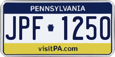 PA license plate JPF1250