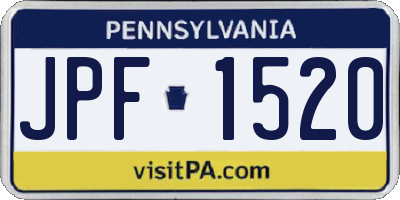 PA license plate JPF1520