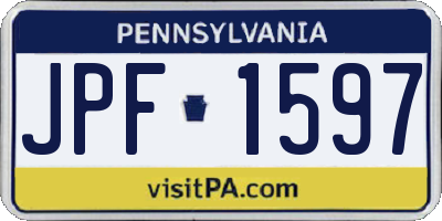 PA license plate JPF1597