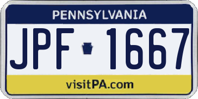 PA license plate JPF1667