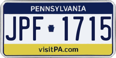 PA license plate JPF1715