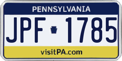 PA license plate JPF1785