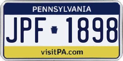 PA license plate JPF1898