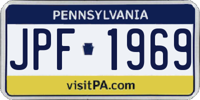 PA license plate JPF1969
