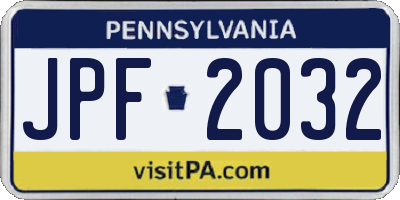 PA license plate JPF2032