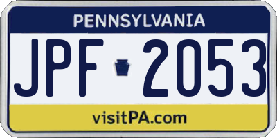 PA license plate JPF2053