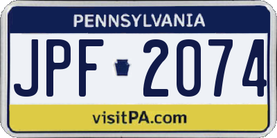 PA license plate JPF2074