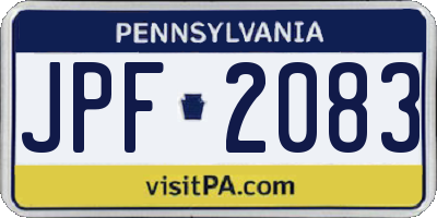 PA license plate JPF2083