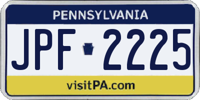 PA license plate JPF2225