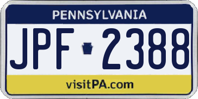 PA license plate JPF2388