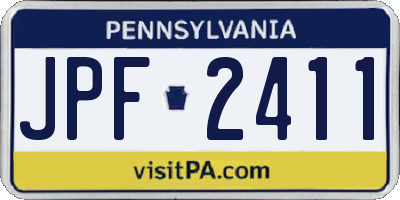 PA license plate JPF2411