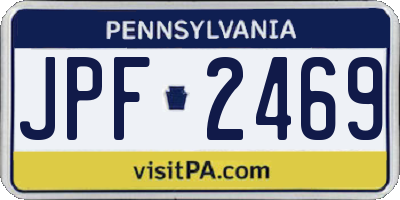 PA license plate JPF2469
