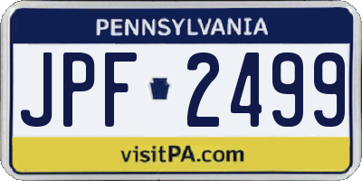 PA license plate JPF2499