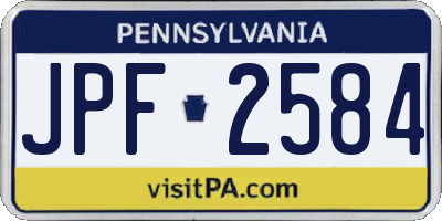 PA license plate JPF2584