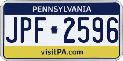 PA license plate JPF2596