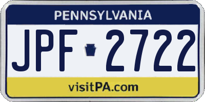 PA license plate JPF2722